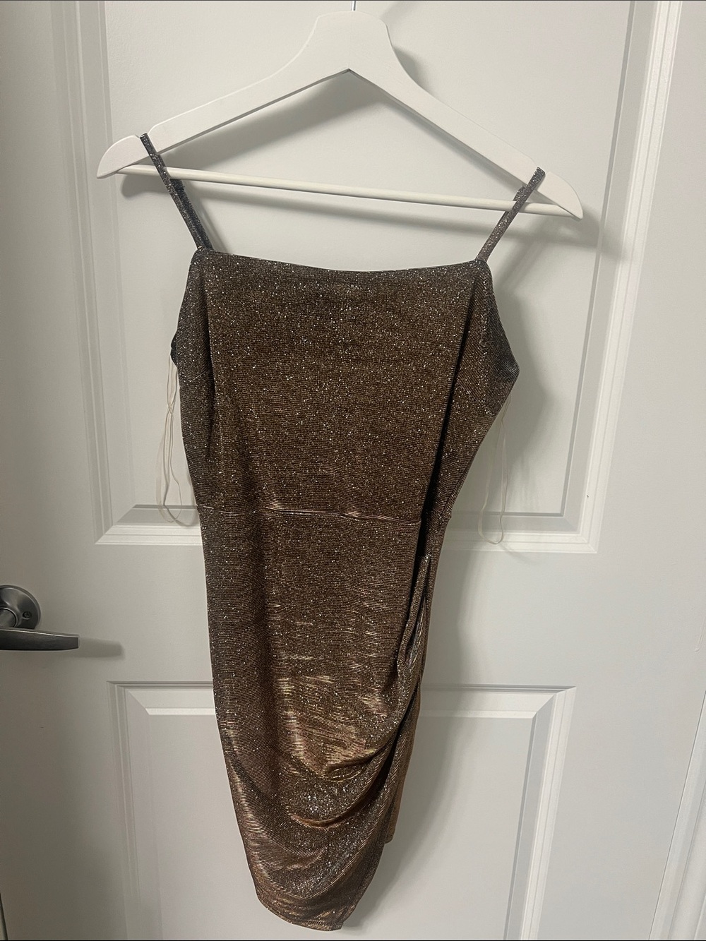 Emerald Sundae Bronze Metallic Midi Slip Dress